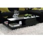 Table basse design, noir brillant, plateau de verre foncé, CINDY Table basse design, noir brillant, plateau de verre foncé, CINDY