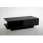 Table basse design, noir brillant, plateau de verre foncé, CINDY Table basse design, noir brillant, plateau de verre foncé, CINDY