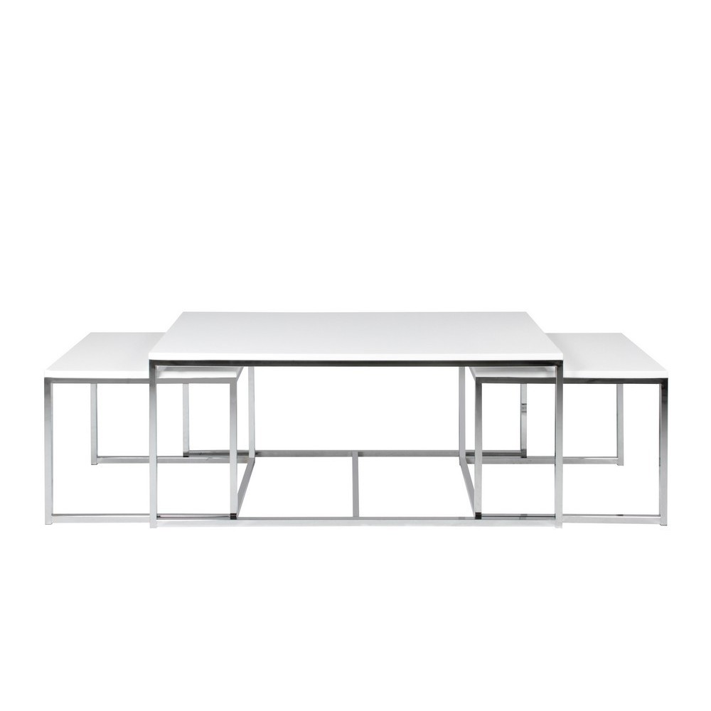 Ensemble de 3 tables basses contemporaines COSTA, Blanc Ensemble de 3 tables basses contemporaines COSTA, Blanc