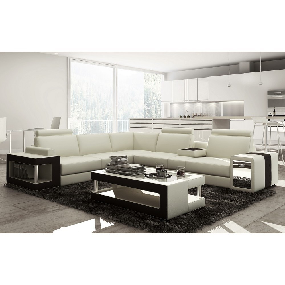 Canapé d'angle en cuir luxe italien 5/6 places XERUS, cuir haut de gamme italien vachette. Cuir Prestige luxe. blanc et noir, an Canapé d'angle en cuir luxe italien 5/6 places XERUS, cuir haut de gamme italien vachette. Cuir Prestige luxe. blanc et noir, an