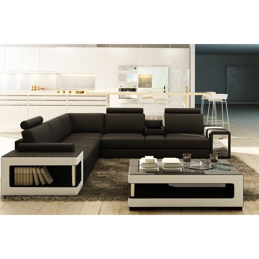 Canapé d'angle en cuir luxe italien 5/6 places XERUS, cuir haut de gamme italien vachette. Cuir Prestige luxe. Noir et blanc, an Canapé d'angle en cuir luxe italien 5/6 places XERUS, cuir haut de gamme italien vachette. Cuir Prestige luxe. Noir et blanc, an