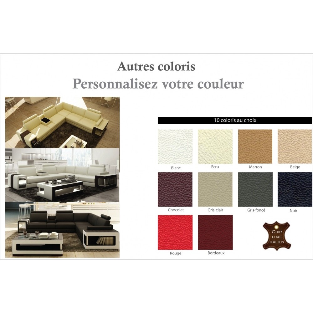 Canapé d'angle en cuir luxe italien 5/6 places XERUS, cuir haut de gamme italien vachette. Cuir Prestige luxe. Couleurs personna Canapé d'angle en cuir luxe italien 5/6 places XERUS, cuir haut de gamme italien vachette. Cuir Prestige luxe. Couleurs personna