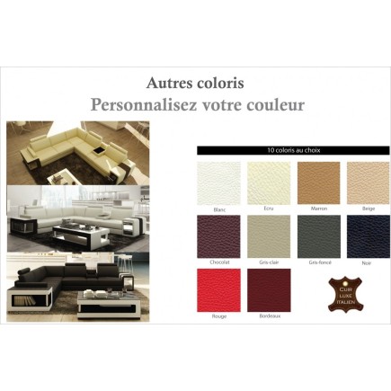 Canapé d'angle en cuir luxe italien 5/6 places XERUS, cuir haut de gamme italien vachette. Cuir Prestige luxe. Couleurs personna