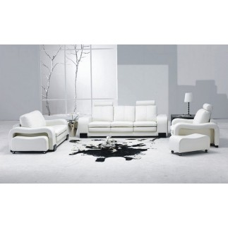Ensemble composé d'un canapé 3 places et d'un canapé 2 places et d'un fauteuil en cuir luxe italien, ROSSO, blanc