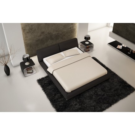 Lit design en cuir italien de luxe LETTO, noir, 180x200