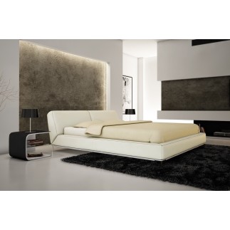 Lit design en cuir italien de luxe LETTO, écru