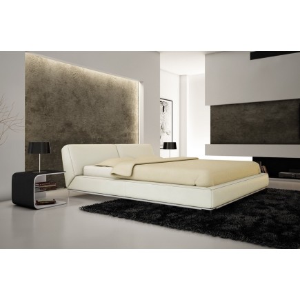 Lit design en cuir italien de luxe LETTO, écru