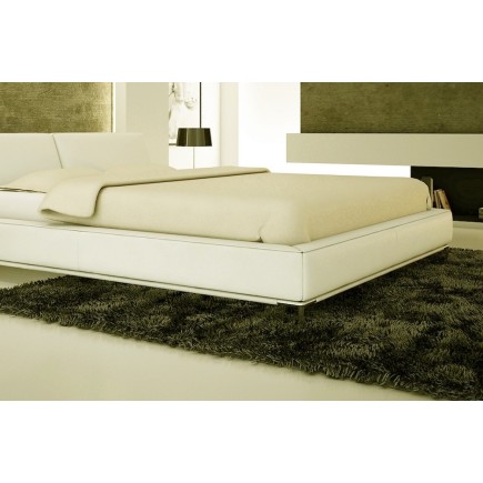 Lit design en cuir italien de luxe LETTO, écru, 140x190