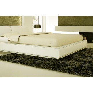 Lit design en cuir italien de luxe LETTO, écru, 180x200
