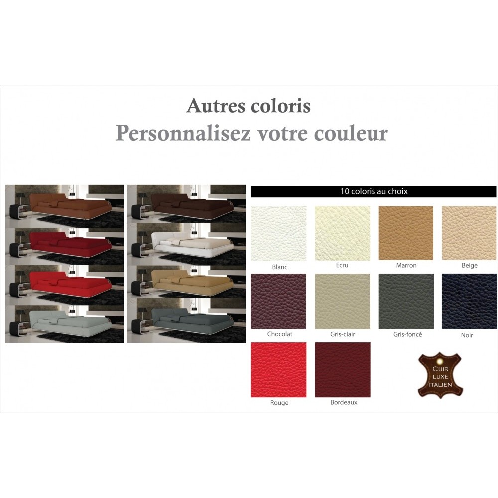Lit design en cuir italien de luxe LETTO, couleur personnalisée, 160x200 Lit design en cuir italien de luxe LETTO, couleur personnalisée, 160x200
