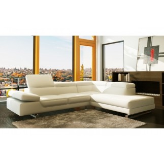 Canapé d'angle GEORGIO en cuir haut de gamme italien vachette Vénésetti. Cuir Prestige luxe. Ecru N°977. Angle idem photo, angle
