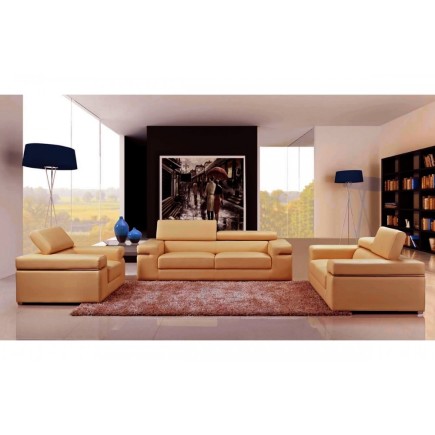 Ensemble DECONTRACTION, 3 pièces canapé 3 places + 2 places + fauteuil en cuir luxe italien vachette Vénésetti. Tout cuir supéri