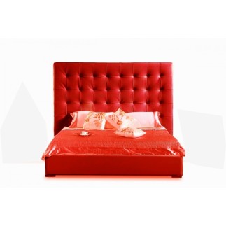 Lit cuir IVANA design 180x200 Rouge. Avec le sommier à lattes