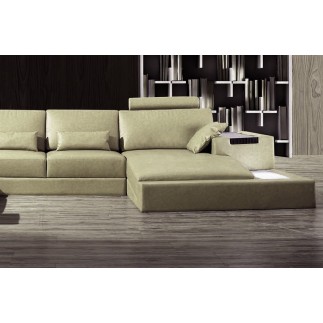 Canapé d'angle en 100% cuir luxe italien 7/8 places BARINI, cuir haut de gamme italien vachette. Cuir Prestige luxe. Gris azur,