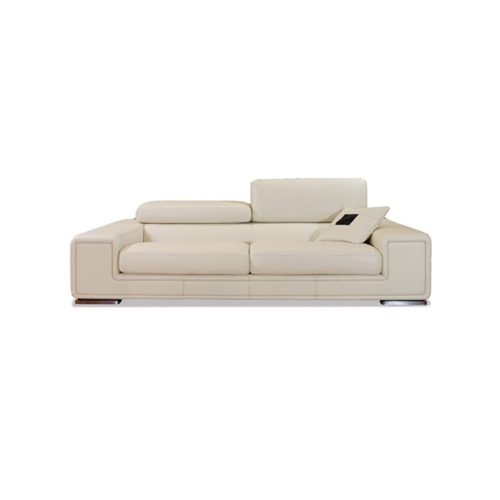Canapé GENEVA en cuir haut de gamme italien vachette Vénésetti. Cuir Prestige luxe. Canapé 3 places. Blanc N°781 - Vénésetti