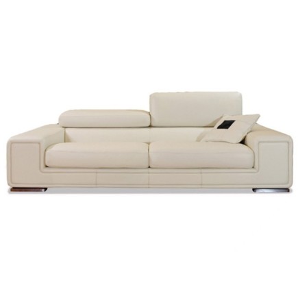 Canapé GENEVA en cuir haut de gamme italien vachette Vénésetti. Cuir Prestige luxe. Canapé 3 places. Blanc N°781 - Vénésetti