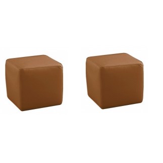 Un Pouf en cuir + 1 pouf offert haut de gamme italien, coloris au choix. Marron 601