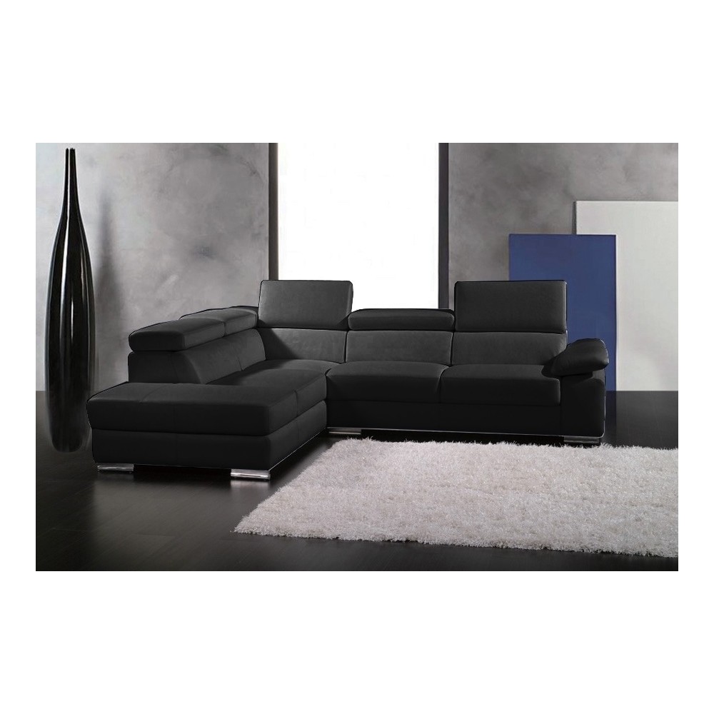 Canapé d'angle PETIT HELSINKI en cuir haut de gamme italien vachette, Vénésetti. Tout cuir Prestige luxe (tour de caisse en cuir