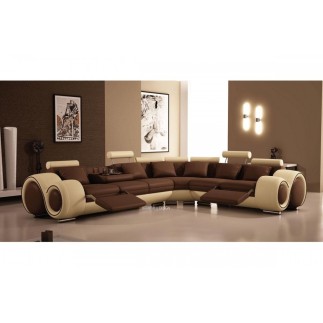 Canapé d'angle VENDOME en cuir haut de gamme italien vachette Vénésetti. Cuir Prestige luxe. Chocolat N°505 et Beige 0325. Angle