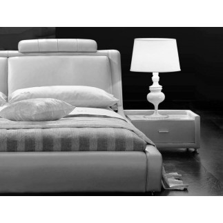 Lit en cuir italien de luxe LIVOURNE 180x200, blanc, avec 2 chevets Bery