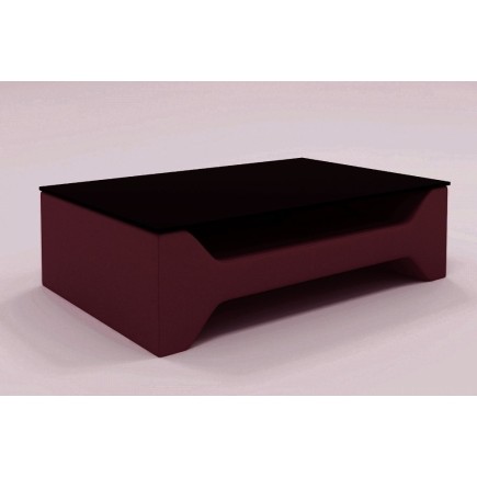 Table basse LINA design en simili cuir Bordeaux N°B37