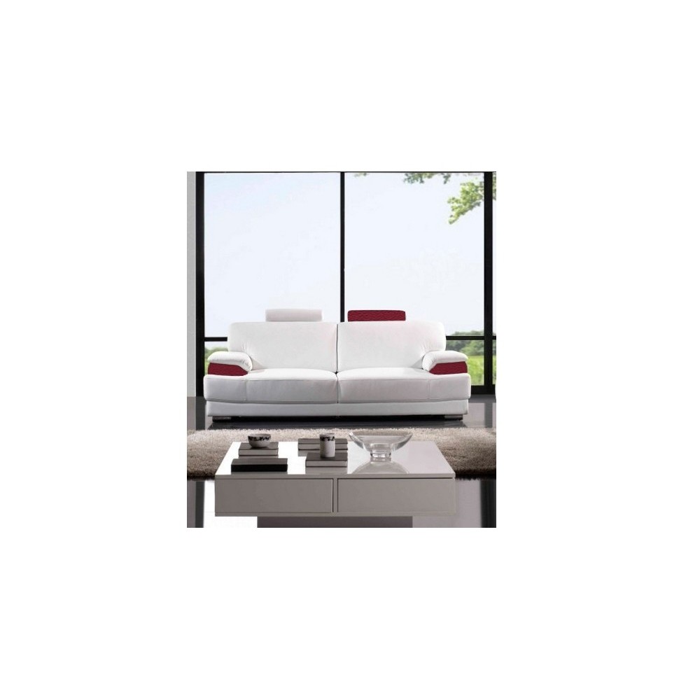 CAPRI, canapé 2 places en cuir luxe haut de gamme italien vachette. Ecru et Bordeaux CAPRI, canapé 2 places en cuir luxe haut de gamme italien vachette. Ecru et Bordeaux