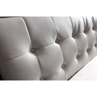 Lit cuir BRIO contemporain 140x190 Rouge N°065 liseret Noir. Avec le sommier à lattes