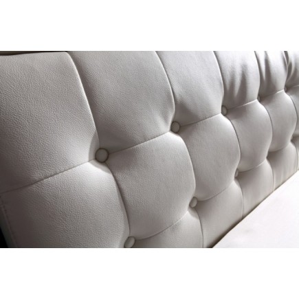 Lit cuir BRIO contemporain 140x190 Rouge N°065 liseret Noir. Avec le sommier à lattes