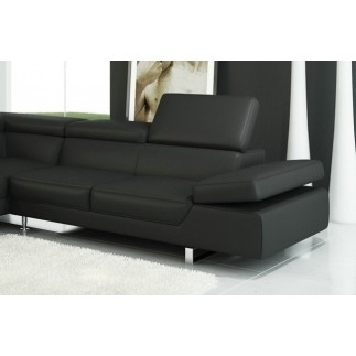 -Canapé d'angle en TOUT CUIR Prestige luxe italien 5/6 places Grand GEORGE, Noir, angle gauche