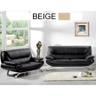 Canapé 2 places PASSY en cuir haut de gamme italien vachette Vénésetti. Tout cuir supérieur luxe. Canapé 2 places Beige 0325 - V