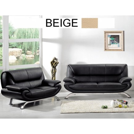 Canapé 2 places PASSY en cuir haut de gamme italien vachette Vénésetti. Tout cuir supérieur luxe. Canapé 2 places Beige 0325 - V