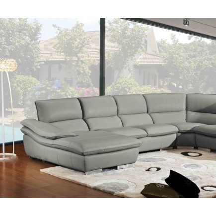 Canapé d'angle ELEGANCIO Gris Foncé en Cuir Prestige Luxe haut de gamme italien, Gris Foncé N°499, angle droit