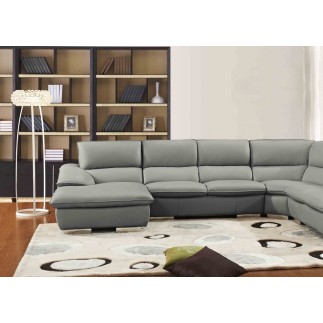Canapé d'angle ELEGANCIO Gris Foncé en Cuir Prestige Luxe haut de gamme italien