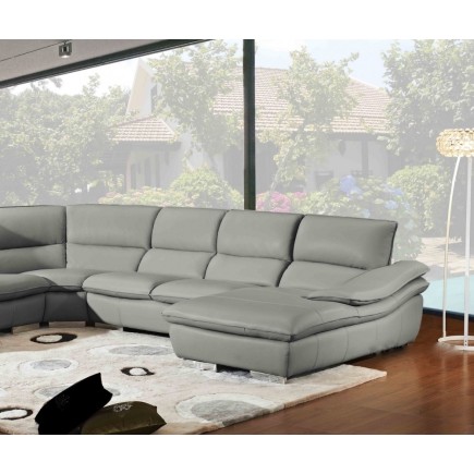 Canapé d'angle ELEGANCIO Gris Foncé en Cuir Prestige Luxe haut de gamme italien, Gris Foncé N°499, angle gauche