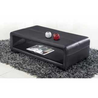 OFFERT Table basse en cuir italien VERA, noir