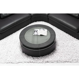 OFFERT Table basse en cuir italien MARCY, noir