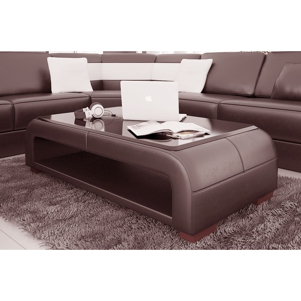 Table basse ROSY design en simili cuir Chocolat N°505