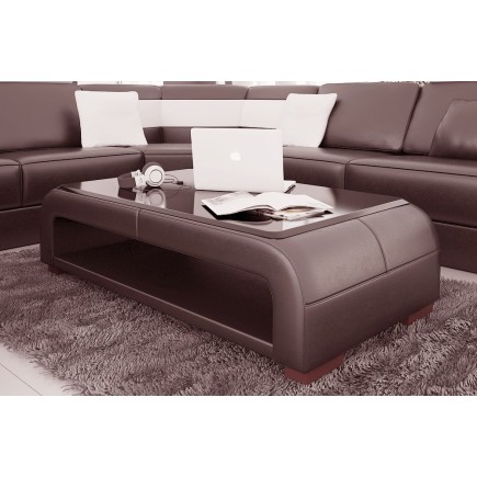 Table basse ROSY design en simili cuir Chocolat N°505