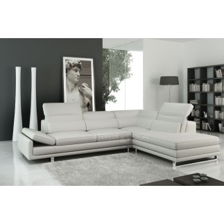 Canapé d'angle ITALIA en cuir haut de gamme italien vachette Vénésetti. Cuir Prestige luxe Blanc 01. Angle droit vu de face - Vé