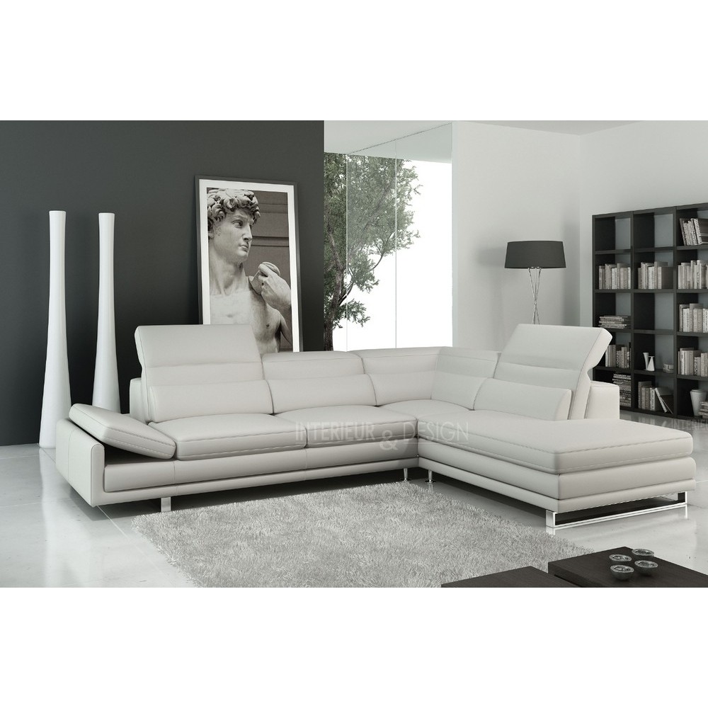 Canapé d'angle ITALIA en cuir haut de gamme italien vachette Vénésetti. Cuir Prestige luxe Blanc 01. Angle droit vu de face - Vé Canapé d'angle ITALIA en cuir haut de gamme italien vachette Vénésetti. Cuir Prestige luxe Blanc 01. Angle droit vu de face - Vé