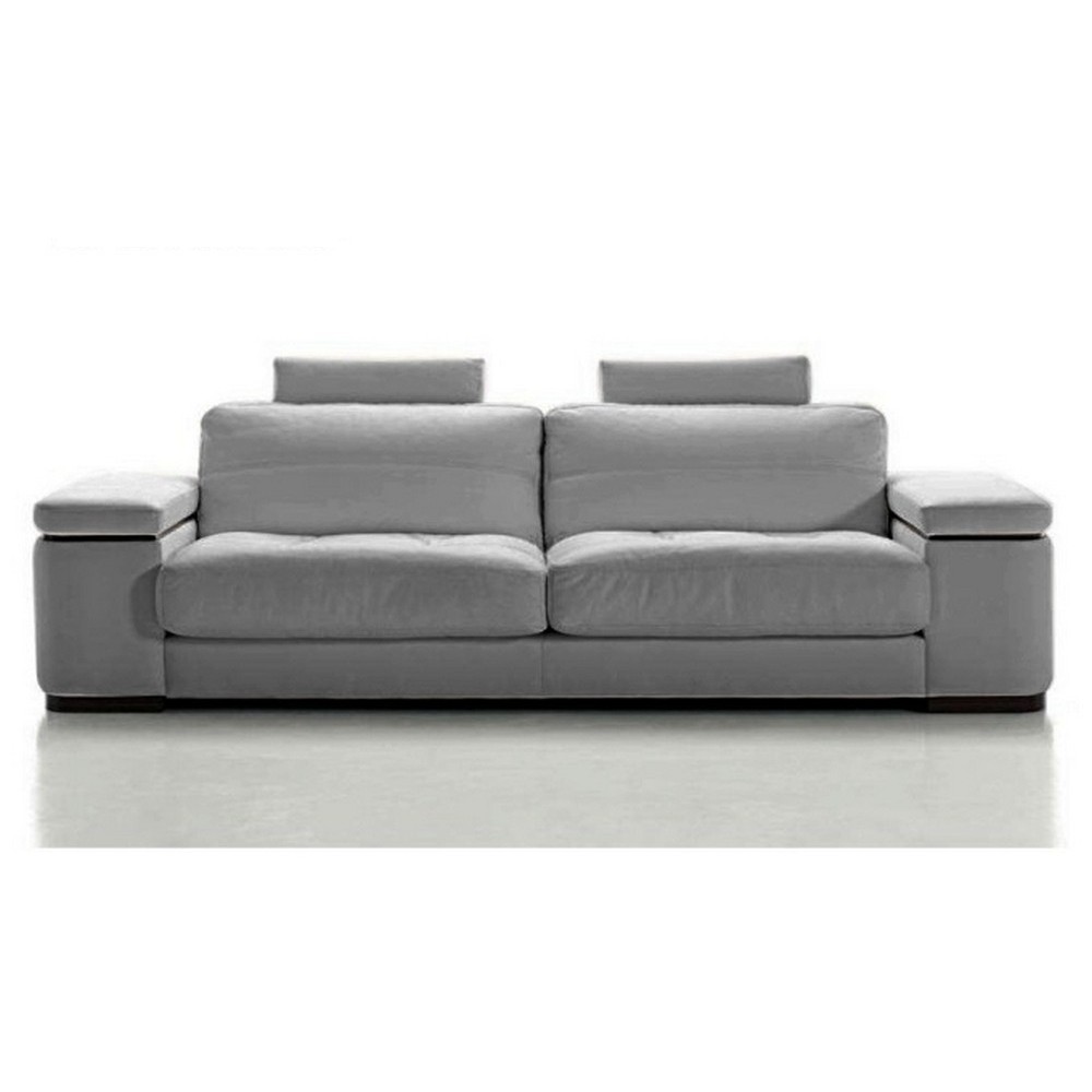 Canapé 2 places en cuir italien MAISON BLANCHE, gris clair Canapé 2 places en cuir italien MAISON BLANCHE, gris clair