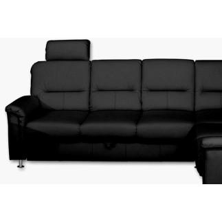 Canapé d'angle convertible DETROIT en simili cuir noir de qualité, angle droit, 5/6 places