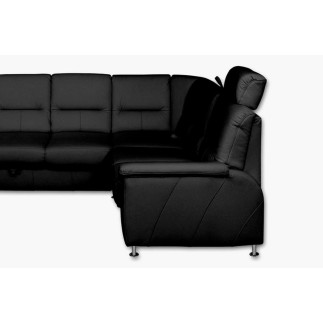 Canapé d'angle convertible DETROIT en simili cuir noir de qualité, angle droit
