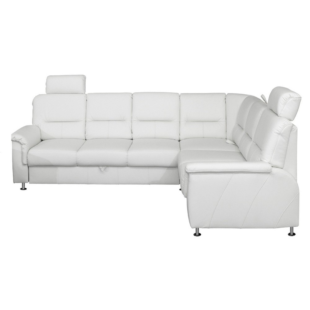 Canapé d'angle convertible DETROIT en simili cuir blanc de qualité, angle droit, 5/6 places Canapé d'angle convertible DETROIT en simili cuir blanc de qualité, angle droit, 5/6 places