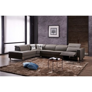 -Canapé d'angle en cuir de buffle italien de luxe 7/8 places RELAXZEN, chocolat, angle gauche