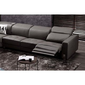-Canapé d'angle en cuir de buffle italien de luxe 7/8 places RELAXZEN, noir, angle gauche
