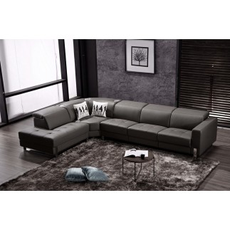 -Canapé d'angle en cuir de buffle italien de luxe 7/8 places RELAXZEN, noir, angle gauche