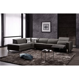 -Canapé d'angle en cuir de buffle italien de luxe 7/8 places RELAXZEN, noir, angle gauche