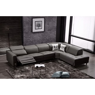 Canapé d'angle en cuir de buffle italien 7/8 places RELAXZEN, noir, angle droit