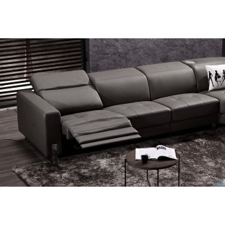 Canapé d'angle en cuir de buffle italien 7/8 places RELAXZEN, noir, angle droit